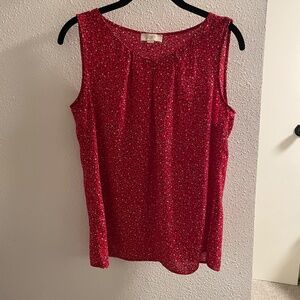 Loft red floral chiffon shell tank sleeveless blouse small